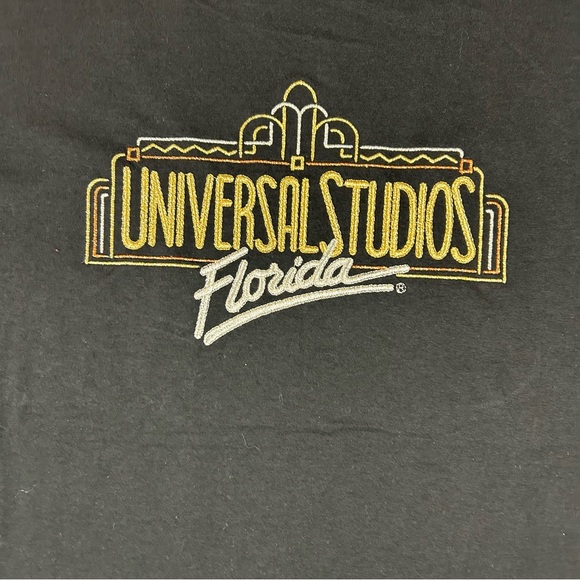 VTG 90s Universal Studios Florida T-Shirt SS Black Souvenir Embroidered New XL - Picture 2 of 7